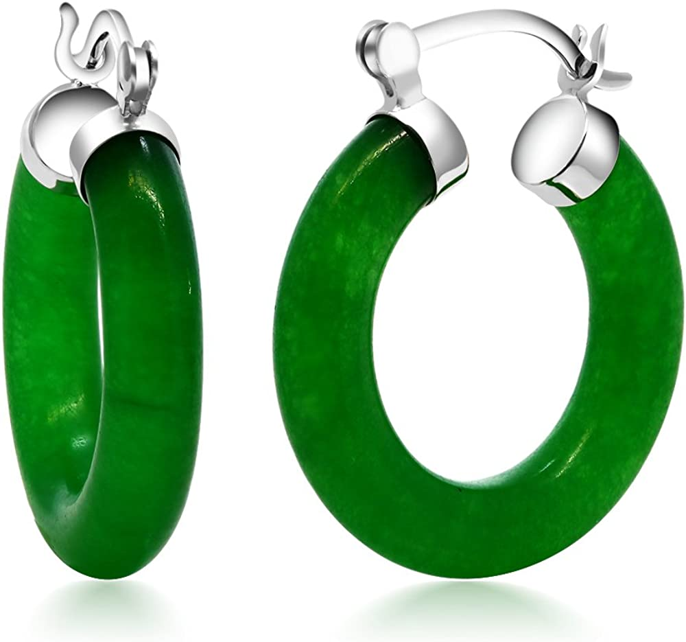 Vivid Green 925 Sterling Silver Solid Vivid Green 925 Sterling Silver Solid Jade Earrings 1.27cm
