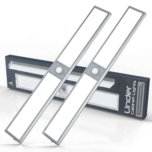 KTEBO 2 Pack Motion Sensor Under Cabinet Kitchen Lights Indoor Rechargeable, Battery Operated - 30cm - Sold by Ktebo FBA